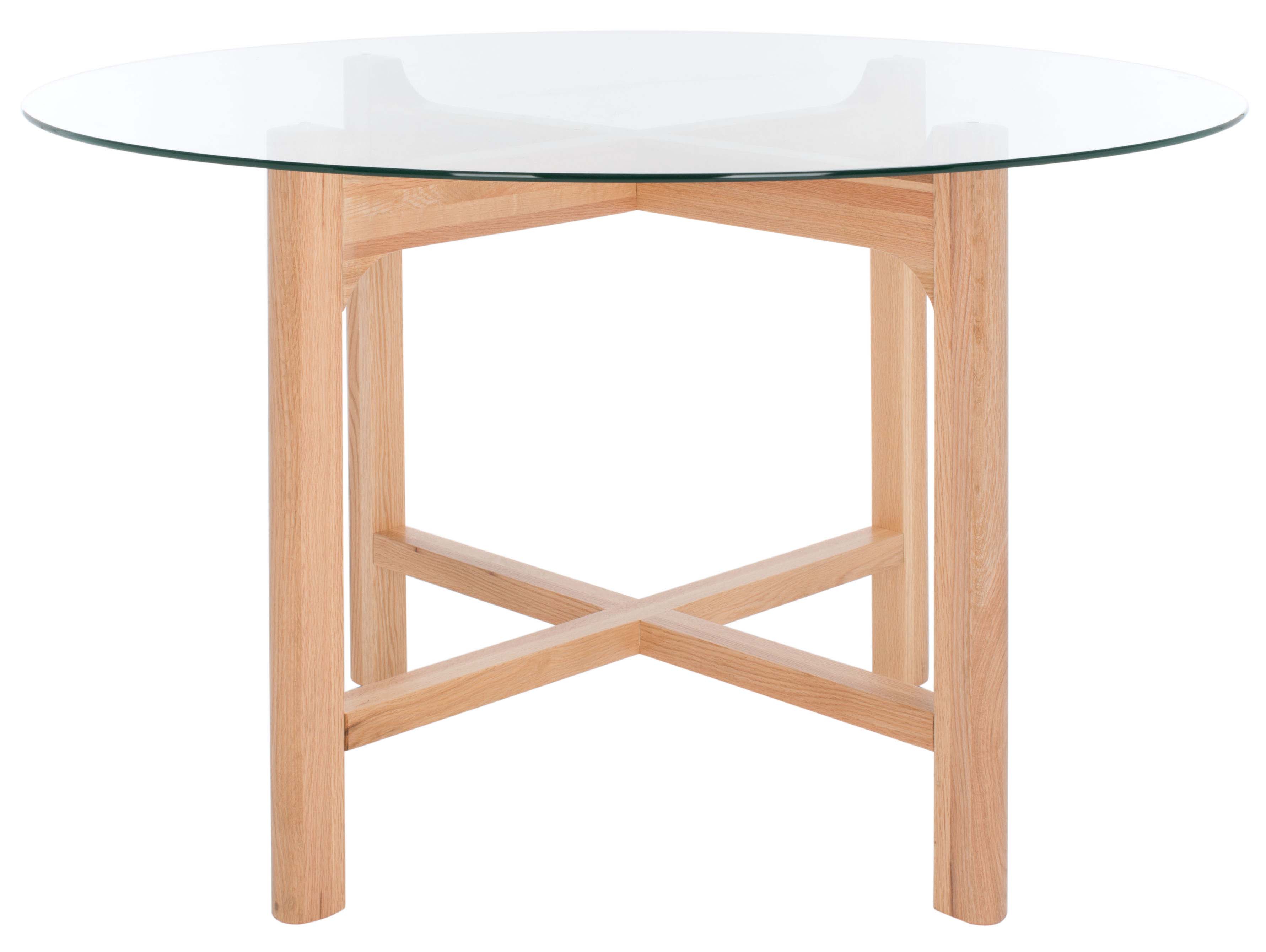 Safavieh Couture Ruthanne Round Glass Dining Table - Oak / Clear